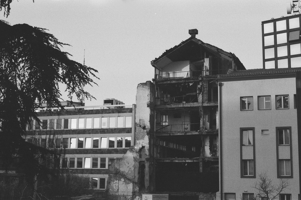 The damaged RTS (Radio Television of Serbia) headquarters