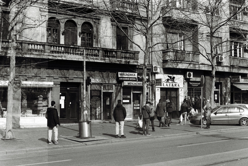 Line of people outside a pharmacy, Zvezdara